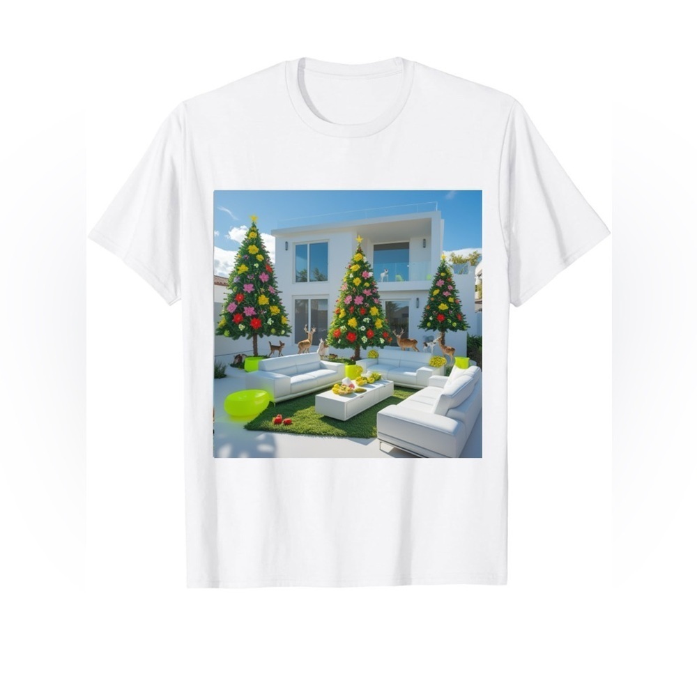 HANDCRAFTED digital art print Festive Holiday Outdoor Christmas Tree wall art - Picture 6 of 12